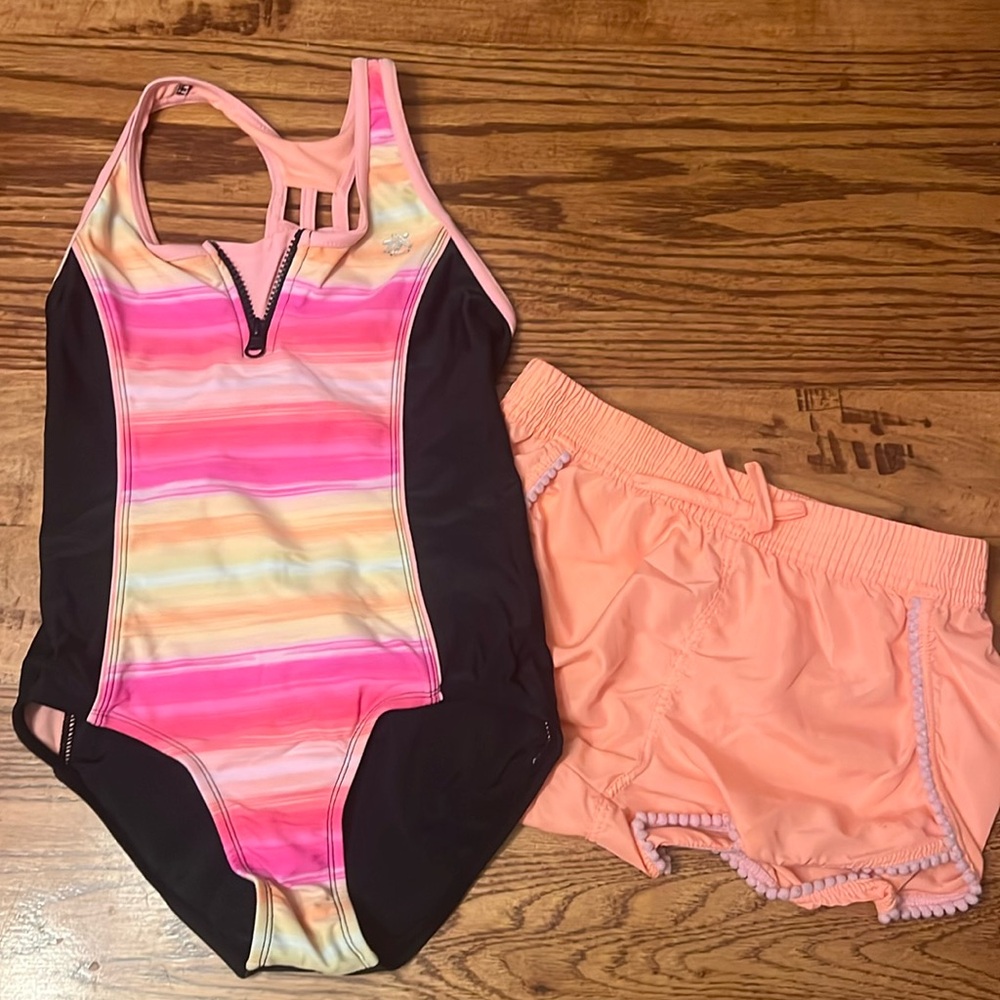 Girl’s Swimsuit and Swim Shorts, Size 10